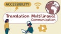 Accessibility symbol, translation service, multilingual communication and global access. vector design Generative AI
