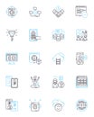 Accessibility testing linear icons set. Usability, Compatibility, Navigation, Compliance, Assistive technology