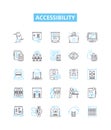 Accessibility vector line icons set. Accessible, Ease, Mobility, Aids, Adaptability, Permeability, Usability