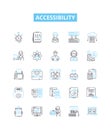 Accessibility vector line icons set. Accessible, Ease, Mobility, Aids, Adaptability, Permeability, Usability