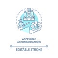 Accessible accommodations turquoise concept icon