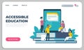 Accessible education landing page. Online learning for disabled people. Website design. Interface template with buttons. Studying Royalty Free Stock Photo