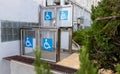 Accessible Elevator with sign. Disabled persons lift near modern apartment facility. The special elevator for the disabled at the