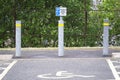 Accessible parking space for disabled driver sign Royalty Free Stock Photo