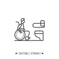 Accessible public toilet line icon. Editable