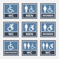 Toilet icons and restroom signs, wc labels Royalty Free Stock Photo