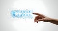 Accessing Digital Security Interface with Finger Touch on Light Background