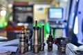 Accessories for a CNC machining center. Drills, cutters, mandrels, collets Royalty Free Stock Photo