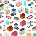 Accessories for Domestic Pets Seamless Pattern Background Care Animal Isometric View. Vector Royalty Free Stock Photo