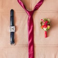 Accessories groom tie watches and boutonniere