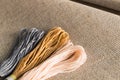 Accessories for hobbies: different colors of thread for embroidery Royalty Free Stock Photo