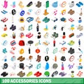 100 accessories icons set, isometric 3d style Royalty Free Stock Photo