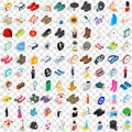 100 accessories icons set, isometric 3d style Royalty Free Stock Photo