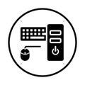 Accessories, keyboard, mouse icon. Black vector graphics Royalty Free Stock Photo