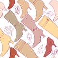 Accessories pattern. Fashion Boots and shoes background.