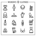 Accessories women icons vector line