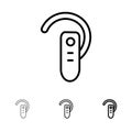 Accessory, Bluetooth, Ear, Headphone, Headset Bold and thin black line icon set