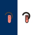 Accessory, Bluetooth, Ear, Headphone, Headset  Icons. Flat and Line Filled Icon Set Vector Blue Background Royalty Free Stock Photo