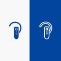 Accessory, Bluetooth, Ear, Headphone, Headset Line and Glyph Solid icon Blue banner Line and Glyph Solid icon Blue banner