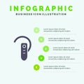 Accessory, Bluetooth, Ear, Headphone, Headset Solid Icon Infographics 5 Steps Presentation Background