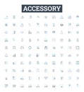 Accessory vector line icons set. Finery, trinkets, knick-knacks, apparel, ornaments, trimmings, paraphernalia