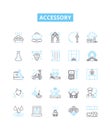 Accessory vector line icons set. Finery, trinkets, knick-knacks, apparel, ornaments, trimmings, paraphernalia