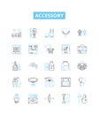 Accessory vector line icons set. Finery, trinkets, knick-knacks, apparel, ornaments, trimmings, paraphernalia