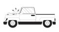 Accident automobile side view black and white 2D line cartoon object