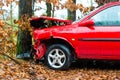 Accident - car crashed into tree Royalty Free Stock Photo