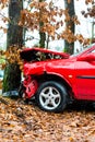 Accident - car crashed into tree Royalty Free Stock Photo