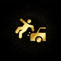 Accident, car, injure, liability gold, icon. Vector illustration of golden particle background