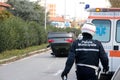 Accident Car overturned in the middle of the road Royalty Free Stock Photo