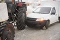 Accident, collided with passenger car tractor