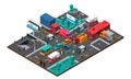 Accident On Crossroad Isometric Illustration