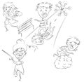 Accident during escaping from a virus. Cartoon men and women panicing in the