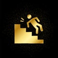 Accident, fall. Insurance gold, icon. Vector illustration of golden particle background