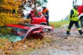 Accident - Fire brigade rescues Victim of a car Royalty Free Stock Photo