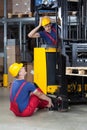 Accident on a forklift Royalty Free Stock Photo