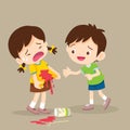Accident between friends Boy embrace the Girl are stained