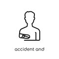 accident and injuries icon. Trendy modern flat linear vector accident and injuries icon on white background from thin line law