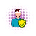 Accident insurance icon, comics style