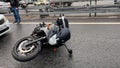 Accident involving motorcycle and car Royalty Free Stock Photo