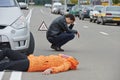 Accident. knocked down pedestrian Royalty Free Stock Photo