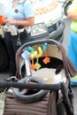 Accident pedestrian with strollers hit by a car