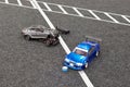 Accident in racing radio control cars Royalty Free Stock Photo