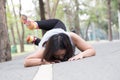 Accident. stumble and fall while jogging