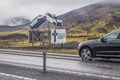 Accident warning on Road 1 in Iceland