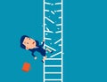 Accidentally fell from the broken ladder. Little business vector style