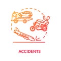 Accidents, catastrophes concept icon. Aircraft crash, traffic traumatism, fatal incidents factor, car crash idea thin Royalty Free Stock Photo