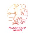 Accidents and injuries red gradient concept icon Royalty Free Stock Photo